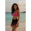 Giyim Kadın Fuşya Siyah 3’lü Pareolu Bikini Takımı