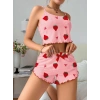 Giyim Kadın Pembe Çilek Desenli Şortlu Pijama Takımı 5056