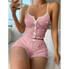 Giyim Kadın Pembe Kalpli Askılı Şortlu Pijama Takım 6654