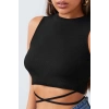 Giyim Kadın Siyah Modern Fit Çapraz Bağlamalı Crop Top Büstiyer