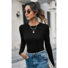 Giyim Kadın Siyah Soft Basic Uzun Kol Crop Top Bluz Premium Stil