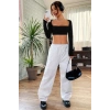 Giyim Kadın Siyah Uzun Kol Göğüs Ve Sırt Dekolteli Crop Top Bluz