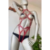 Giyim Kırmızı Deri Dansçı Özel Harness
