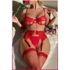 Giyim Kırmızı Midye Seksi Jartiyer Takım