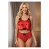 Giyim Kırmızı Saten Babydoll Takım - 333-k