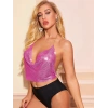 Giyim Parlak Fuşya Crop & Bluz Kolsuz Kayık Yaka Zırh Büstiyer