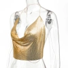 Giyim Parlak Gold Crop & Bluz Kolsuz Kayık Yaka Zırh Büstiyer