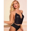 Giyim Parlak Siyah Crop & Bluz Kolsuz Kayık Yaka Zırh Büstiyer