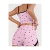 Giyim Pembe Kalp Desenli Askılı Şortlu Pijama Takım