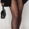Giyim Siyah File Taşlı Çorap