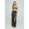 Giyim Siyah Göğüs Harness Deri Kafes Detaylı Bralet - Brf224