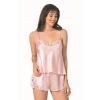 Giyim Somon Saten Babydoll Şort Takımı