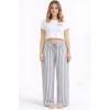 Giyim Viskon Pamuklu Kadın Açık Gri Çizgili Pijama Pantolon - Mg006 -
