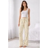 Giyim Viskon Pamuklu Kadın Açık Sarı Desenli Pijama Pantolon - Mg010 -