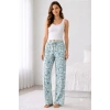 Giyim Viskon Pamuklu Kadın Deniz Mavisi Desenli Pijama Pantolon - Mg012 -