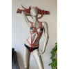 Giyim Vücudu Saran Kırmızı Deri Body Harness