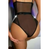 Giyim Zincirli Siyah Deri Bel Kemer Harness - Brf391
