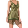 Haki Saten Mini Gecelik Zarif Kadın Gece Elbisesi