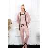 Kadın 3lü Somon Sabahlık Pijama Takım