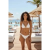 Kadın Beyaz Dantel Detaylı Pedli Boyun ve Belden Bağlamalı Bikini Takımı
