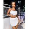 Kadın Beyaz Etekli Mini Club Elbisesi Özel Tasarım