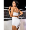 Kadın Beyaz Etekli Mini Club Elbisesi Özel Tasarım