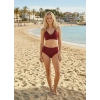 Kadın Bordo Yüksek Bel Konforlu Bikini Takımı Hızlı Kuruyan Kumaş
