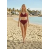 Kadın Bordo Yüksek Bel Konforlu Bikini Takımı Hızlı Kuruyan Kumaş