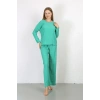 Kadın Bürümcük Kumaş Pijama Takım Yeşil
