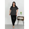 Kadın Büyük Beden Kısa Kol Penye Pijama Takımı Siyah