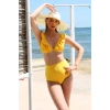 Kadın Fırfırlı Yüksek Bel Sarı Bikini