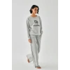 Kadın Gri Akrep Burcu Oversize 2 İplik Eşofman Ev Giyim Takımı