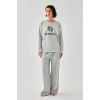 Kadın Gri Akrep Burcu Oversize 2 İplik Eşofman Ev Giyim Takımı