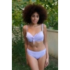 Kadın İçi Boş Fiyonklu Kaplı Lila Alt Üst Bikini Takım
