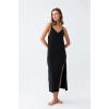 Kadın İp Askılı Uzun Gecelik Siyah