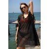 Kadın İşlemeli Tunik Pareo Plaj Elbisesi Siyah
