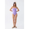 Kadın Lila Minimal Askılı Tek Parça Mayo