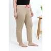 Kadın Pamuklu Büyük Beden Alt Pijama Bej