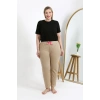 Kadın Pamuklu Büyük Beden Alt Pijama Bej