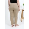 Kadın Pamuklu Büyük Beden Alt Pijama Bej