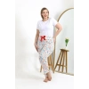 Kadın Pamuklu Büyük Beden Alt Pijama Ekru