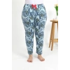 Kadın Pamuklu Büyük Beden Alt Pijama Mavi
