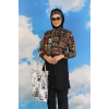 Kadın Pantolonlu Desenli Tam Tesettür Mayo Lacivert