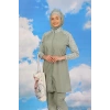 Kadın Pantolonlu Desenli Tam Tesettür Mayo Su Yeşili