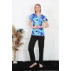 Kadın Penye Kısa Kol Pijama Takım Saks