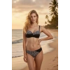Kadın Siyah Beyaz Zebra Desenli Straplez Bikini Takımı