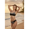 Kadın Siyah Beyaz Zebra Desenli Straplez Bikini Takımı