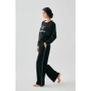 Kadın Siyah Kova Burcu Oversize 2 İplik Eşofman Ev Giyim Takımı