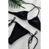 Kadın Siyah Üçgen Bikini Takımı Yandan Bağlamalı Şık Tasarım Esnek Kumaş Mayo Seti