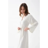 Kadın Uzun Ekru Penye Sabahlık